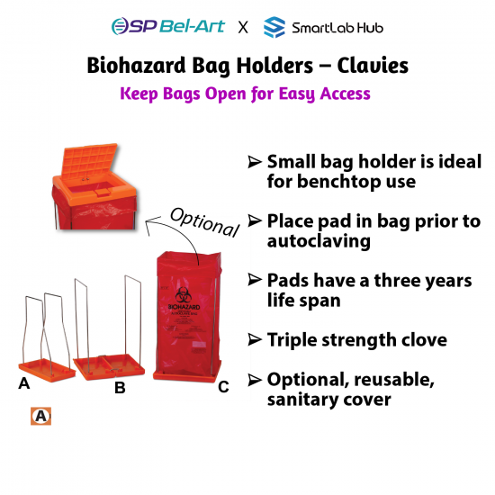 Giá treo túi đựng chất thải sinh học Bel-Art Biohazard Bag Holders Clavies®