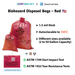 Túi đựng chất thải sinh học Bel-Art Biohazard Disposal Bags - màu đỏ