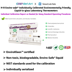 Bel-Art Enviro-Safe® Individually Calibrated Environmental Friendly Liquid-in-glass Laboratory Thermometers