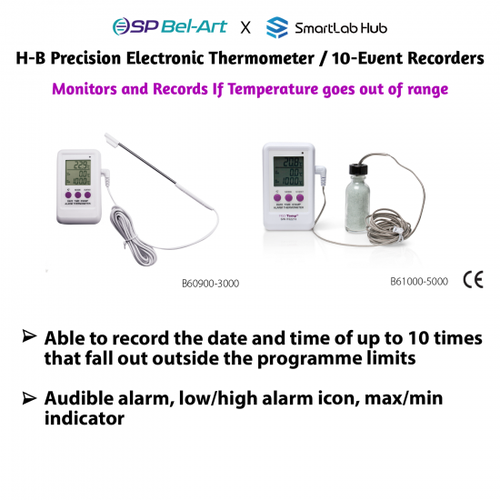 Bel-Art H-B Precision Electronic Thermometer / 10-Event Recorders