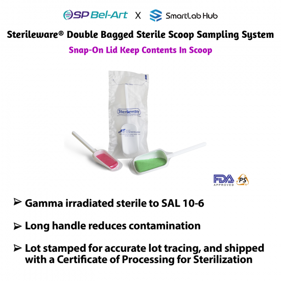 Muỗng lấy mẫu khử trùng có nắp đậy Bel-Art Sterileware® Double Bagged