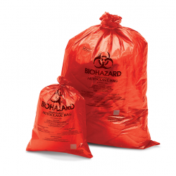 Túi rác sinh học có nhãn/hiển thị khử trùng Bel-Art Red; dày 1.5mil, sức chứa 13-20 Gallon, Polypropylene (Hộp 200 cái)