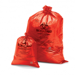 Túi rác sinh học có nhãn/hiển thị khử trùng Bel-Art Red; dày 1.5mil, sức chứa 13-20 Gallon, Polypropylene (Hộp 200 cái)