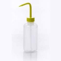 Bel-Art Narrow-Mouth 250ml (8oz) Polyethylene Wash Bottles; Yellow Polypropylene Cap, 28mm Closure (Pack of 6)