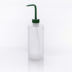 Bel-Art Narrow-Mouth 500ml (16oz) Polyethylene Wash Bottles; Green Polypropylene Cap, 28mm Closure (Pack of 6)