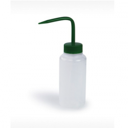 Bel-Art Wide-Mouth 250ml (8oz) Polyethylene Wash Bottles; Green Polypropylene Cap, 38mm Closure (Pack of 6)