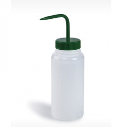 Bel-Art Wide-Mouth 500ml (16oz) Polyethylene Wash Bottles; Green Polypropylene Cap, 53mm Closure (Pack of 6)