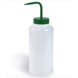 Bel-Art Wide-Mouth 1000ml (32oz) Polyethylene Wash Bottles; Green Polypropylene Cap, 53mm Closure (Pack of 4)