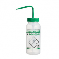 Bình tia miệng rộng van an toàn Bel-Art 500ml (16oz); nhãn 2 màu Ethyl Acetate; Polyethylene, nắp Polypropylene màu xanh lá (Bộ 3 bình)