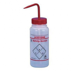 Bình tia miệng rộng van an toàn Bel-Art 500ml (16oz); nhãn 2 màu Acetone; Polyethylene, nắp Polypropylene màu đỏ (Bộ 3 bình)