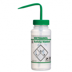 Bình tia miệng rộng van an toàn Bel-Art 500ml (16oz); nhãn 2 màu Methanol; Polyethylene, nắp Polypropylene màu xanh lá (Bộ 3 bình)