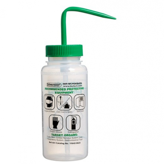 Bình tia miệng rộng van an toàn Bel-Art 500ml (16oz); nhãn 2 màu Methanol; Polyethylene, nắp Polypropylene màu xanh lá (Bộ 3 bình) Bình tia miệng rộng van an toàn Bel-Art 500ml (16oz); nhãn 2 màu Methanol; Polyethylene, nắp Polypropylene màu xanh lá (Bộ 3 bình)