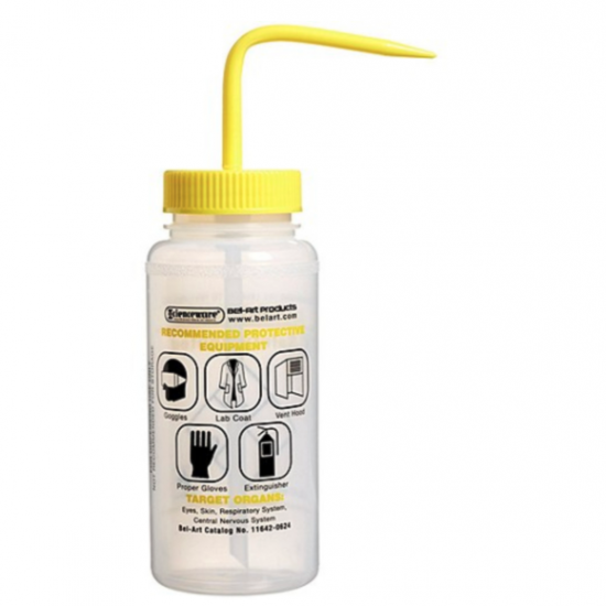 Bình tia miệng rộng van an toàn Bel-Art 500ml (16oz); nhãn 2 màu Isopropanol; Polyethylene, nắp Polypropylene màu vàng (Bộ 3 bình) Bình tia miệng rộng van an toàn Bel-Art 500ml (16oz); nhãn 2 màu Isopropanol; Polyethylene, nắp Polypropylene màu vàng (Bộ 3 bình)