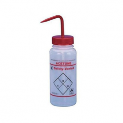 Bình tia miệng rộng van an toàn Bel-Art 250ml (8oz); nhãn 2 màu Acetone; Polyethylene, nắp Polypropylene màu đỏ (Bộ 3 bình)
