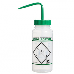 Bình tia miệng rộng Bel-Art 500ml (16oz) Polyethylene nhãn an toàn 2 màu Ethyl Acetate, nắp xanh lá Polypropylene (Bộ 6 bình)