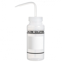 Bình tia miệng rộng Bel-Art 500ml (16oz), nhãn an toàn 2 màu Saline Solution (No Diamond); Polyethylene, nắp Polypropylene trong suốt (Bộ 6 bình)