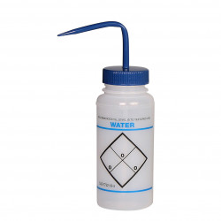 Bình tia miệng rộng Bel-Art 500ml (16oz) Polyethylene nhãn an toàn 2 màu Water, nắp xanh dương Polypropylene (Bộ 6 bình)