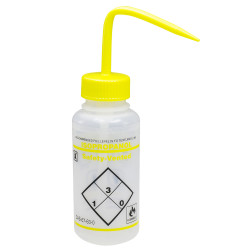 Bình tia miệng rộng Bel-Art 500ml (16oz) Polyethylene nhãn an toàn 2 màu Isopropanol, nắp màu vàng Polypropylene (Bộ 6 bình)