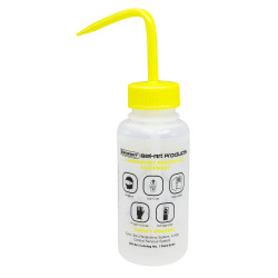 Bình tia miệng rộng Bel-Art 500ml (16oz) Polyethylene nhãn an toàn 2 màu Isopropanol, nắp màu vàng Polypropylene (Bộ 6 bình)