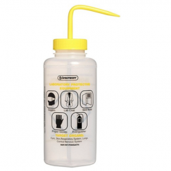 Bình tia miệng rộng Bel-Art 1000ml (32oz), nhãn an toàn 2 màu Isopropanol; Polyethylene, nắp Polypropylene màu vàng (Bộ 6 bình)