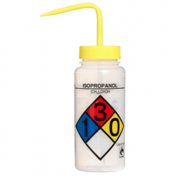 Bình tia miệng rộng Bel-Art 500ml (16oz) nhãn an toàn 4 màu Isopropanol; Polyethylene; nắp Polypropylene màu vàng (Bộ 4 bình)