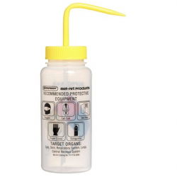 Bình tia miệng rộng Bel-Art 500ml (16oz) nhãn an toàn 4 màu Isopropanol; Polyethylene; nắp Polypropylene màu vàng (Bộ 4 bình)