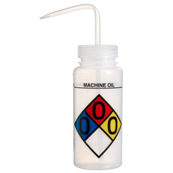 Bình tia miệng rộng Bel-Art 500ml (16oz) nhãn an toàn 4 màu Machine Oil; Polyethylene; nắp Polypropylene trong suốt (Bộ 4 bình)