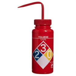 Bình tia miệng rộng Bel-Art 500ml (16oz) nhãn an toàn 4 màu Toluene; Polyethylene; nắp Polypropylene màu đỏ (Bộ 4 bình)