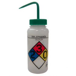 Bình tia miệng rộng Bel-Art 500ml (16oz) nhãn an toàn 4 màu 70% Ethanol; Polyethylene; nắp Polypropylene xanh lá (Bộ 4 bình)