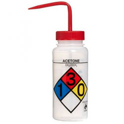 Bình tia miệng rộng Bel-Art 1000ml (32oz) nhãn an toàn 4 màu Acetone; Polyethylene; nắp Polypropylene màu đỏ (Bộ 4 bình)