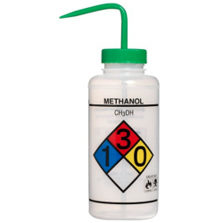 Bình tia miệng rộng Bel-Art 1000ml (32oz) nhãn an toàn 4 màu Methanol; Polyethylene; nắp Polypropylene xanh lá (Bộ 4 bình)