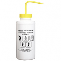 Bình tia miệng rộng Bel-Art 1000ml (32oz) nhãn an toàn 4 màu Sodium Hypochlorite (Bleach); Polyethylene; nắp Polypropylene màu vàng (Bộ 4 bình)