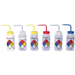 Bộ bình tia miệng rộng van an toàn 4 màu Bel-Art 250ml (8oz) Right-to-Know; Polyethylene; nắp Polypropylene (Bộ 6 bình)