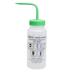 Bình tia miệng rộng van an toàn Bel-Art 500ml (16oz) Polyethylene Right-to-Know, nhãn 4 màu Methanol; nắp xanh lá Polypropylene (Bộ 4 bình)