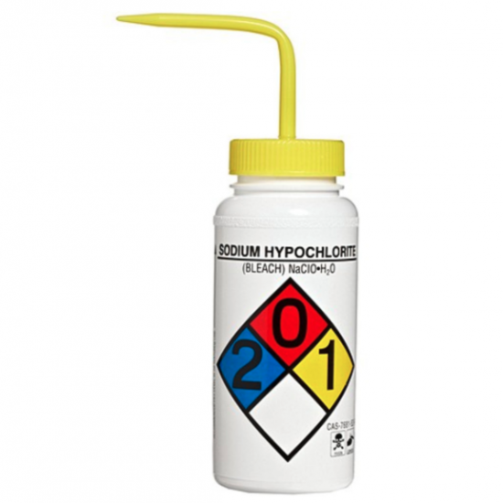 Bình tia miệng rộng van an toàn Bel-Art 500ml (16oz) Right-to-Know nhãn 4 màu Sodium Hypochlorite (Bleach); Polyethylene; nắp Polypropylene màu vàng (Bộ 4 bình) Bình tia miệng rộng van an toàn Bel-Art 500ml (16oz) Right-to-Know nhãn 4 màu Sodium Hypochlorite (Bleach); Polyethylene; nắp Polypropylene màu vàng (Bộ 4 bình)
