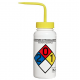 Bình tia miệng rộng van an toàn Bel-Art 500ml (16oz) Right-to-Know nhãn 4 màu Sodium Hypochlorite (Bleach); Polyethylene; nắp Polypropylene màu vàng (Bộ 4 bình)