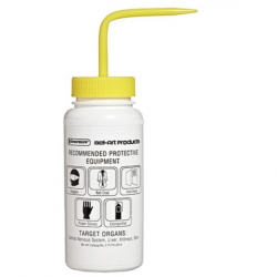 Bình tia miệng rộng van an toàn Bel-Art 500ml (16oz) Right-to-Know nhãn 4 màu Sodium Hypochlorite (Bleach); Polyethylene; nắp Polypropylene màu vàng (Bộ 4 bình)