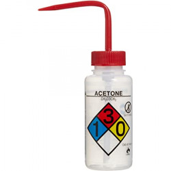 Bình tia miệng rộng van an toàn Bel-Art 1000ml (32oz) Right-to-Know nhãn 4 màu Acetone; Polyethylene; nắp Polypropylene màu đỏ (Bộ 2 bình)