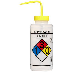 Bình tia miệng rộng van an toàn Bel-Art 1000ml (32oz) Right-to-Know nhãn 4 màu Isopropanol; Polyethylene; nắp Polypropylene màu vàng (Bộ 2 bình)