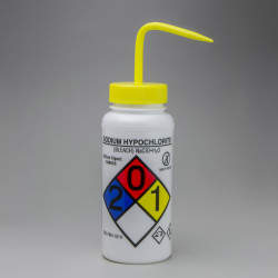 Bel-Art GHS Labeled Safety-Vented Sodium Hypochlorite (Bleach) Wash Bottles; 500ml (Pack of 4)