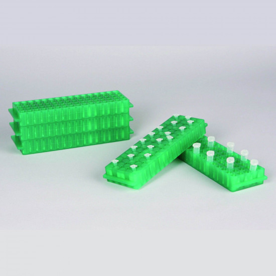 Bel-Art Reversible PCR and Microcentrifuge Tube Rack; For 0.2ml or 1.5-2.0ml Tubes, 80 Places, Green (Pack of 5)(NGƯNG SẢN XUẤT) Bel-Art Reversible PCR and Microcentrifuge Tube Rack; For 0.2ml or 1.5-2.0ml Tubes, 80 Places, Green (Pack of 5)(NGƯNG SẢN XUẤT)