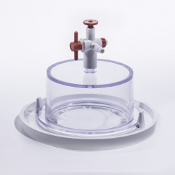 Bel-Art Clear Polycarbonate Mini Vacuum Desiccator with White Polypropylene Bottom; 0.02 cu. ft.
