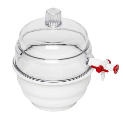 Bel-Art "SPACE SAVER" Polycarbonate Vacuum Desiccator with Clear Polycarbonate Bottom; 0.09 cu. ft.