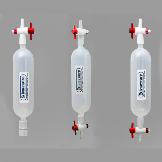 Bel-Art Polypropylene Gas Sampling Bulb with Stopcock Ends, 250cc