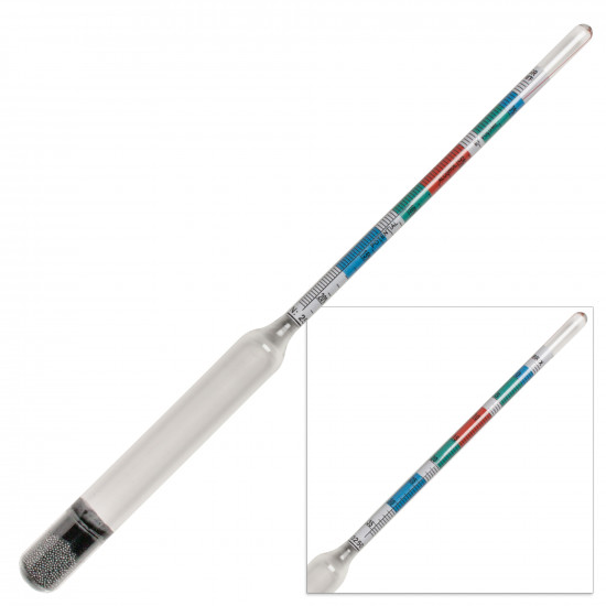 Bel-Art H-B DURAC Triple Scale Beer and Wine Hydrometer, Glass