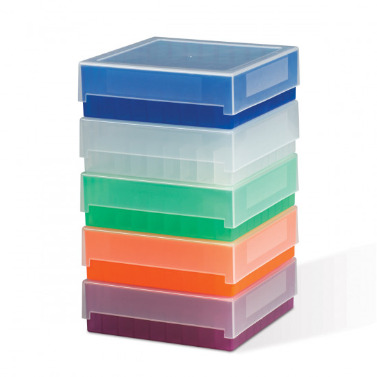 Bel-Art 81-Place Plastic Freezer Storage Boxes; Assorted Colors (Pack of 5)
