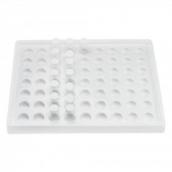 Bel-Art Lab Drawer Compartment Tray for Scintillation Vials; 63 Wells, 14 x 17½ x 2¼ in.