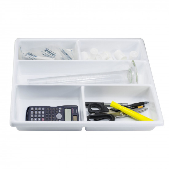 Bel-Art Lab Drawer 5 Compartment Tray; 4 Short 1 Long, 14 x 17½ x 2¼ in.