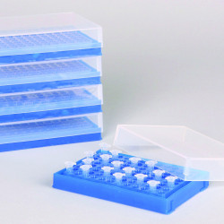 Bel-Art PCR Rack; For 0.2ml Tubes, 96 Places, Fluorescent Blue (Pack of 5)
