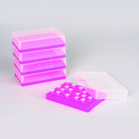 Bel-Art Hộp đựng tube PCR, ống PCR 0.2ml, 96 vị trí, màu hồng huỳnh quang (1 gói 5 hộp) 